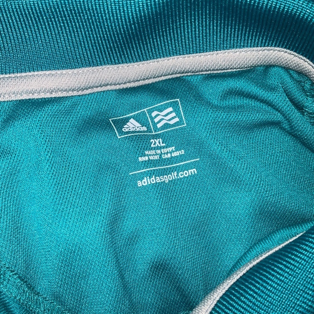 Men’s used adidas teal aqua golf polo shirt size 2XL XXL big - Picture 2 of 3